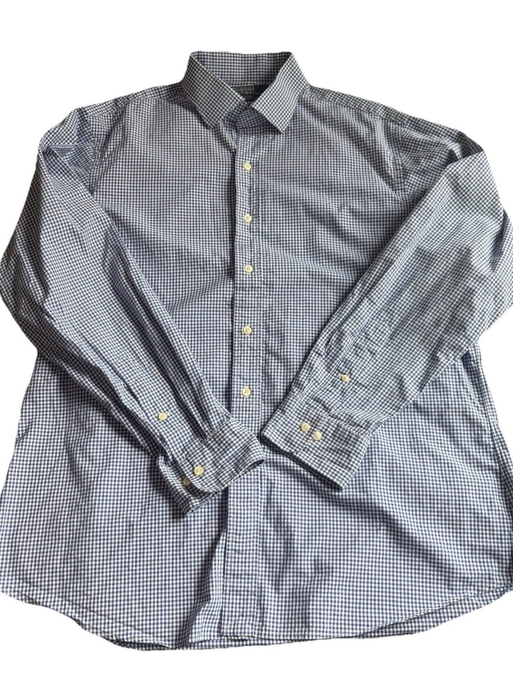 Polo Ralph Lauren Men’s Shirt Sz L 17 35/35 Blue White Checkered Long Sleeve